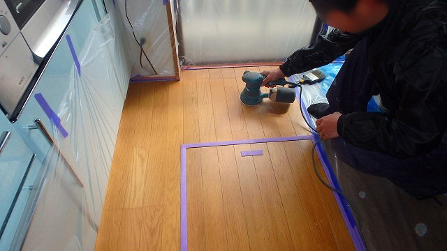 ダイニングキッチンフロア復旧