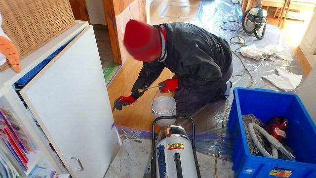 ダイニングキッチンフロア復旧